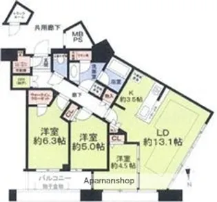 センターマークスタワー【3階】の間取り