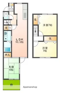 テラスハウス青葉B棟【1階】の間取り