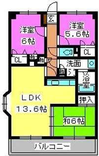ヴィヴィットブルー【3階】の間取り