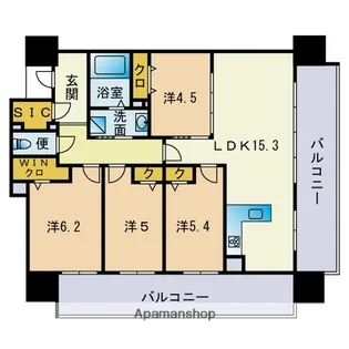 パティオスタイル照葉【6階】の間取り