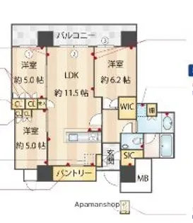 照葉ザ・タワー【33階】の間取り
