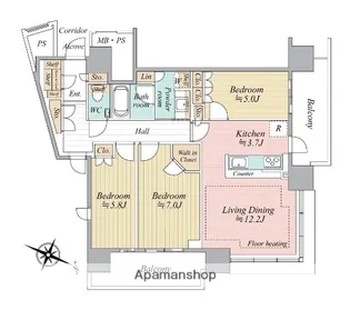 照葉ザ・タワー【20階】の間取り