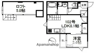 プルデント名島【1階】の間取り