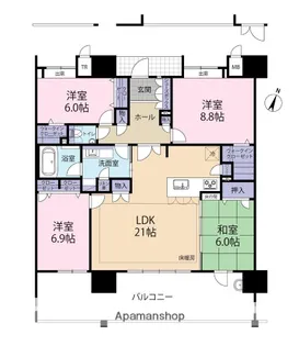 アーバンパレス香椎照葉【19階】の間取り