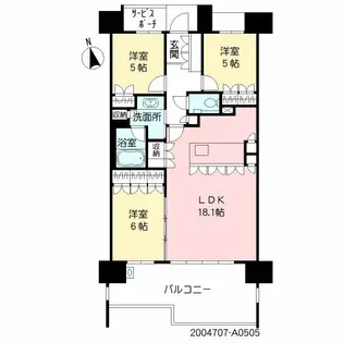 照葉テラスパークカーサ01ー505【5階】の間取り