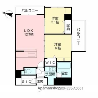 シャトーボヌール【6階】の間取り