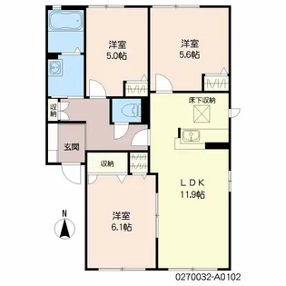 フォレスト Ⅵ棟【1階】の間取り