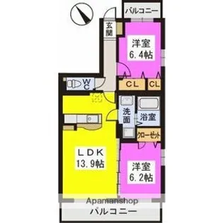 フォンターナⅡ【2階】の間取り