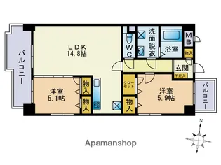 福岡県福岡市東区筥松3丁目【マンション】の間取り