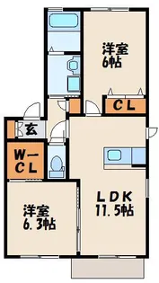 ウィステリア・コート A棟【2階】の間取り