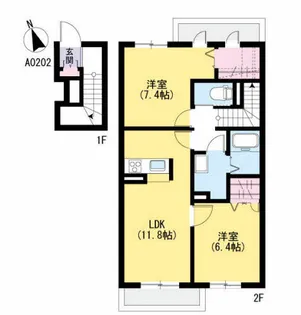 メゾンリラフォートI【2階】の間取り