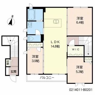 ガーデンコート花宅 B棟【2階】の間取り