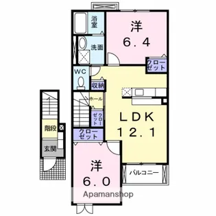 2LDKの間取り画像