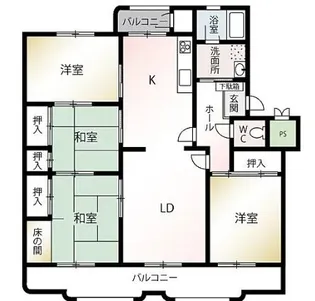 奈多団地25号棟【5階】の間取り