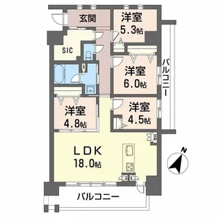 LASANTE照葉オーシャンテラス【5階】の間取り