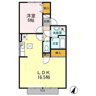 ボヌール新宮 A棟【108号室】の間取り