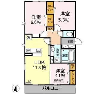 美穂の里 六番館【305号室】の間取り