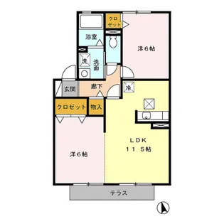 ウィルモアーベ【102号室】の間取り