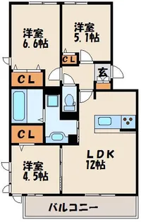 セリシール A棟【106号室】の間取り