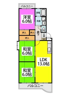 エクセル篠栗【3階】の間取り