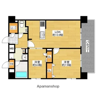 福岡県福岡市東区筥松2丁目【マンション】の間取り