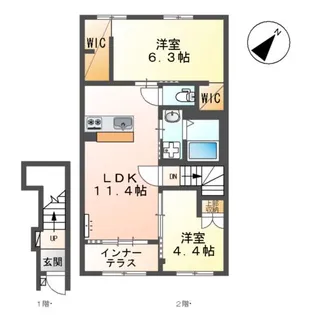 シャルマン・宗像【2階】の間取り