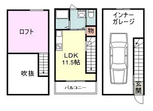 ガレージアパート旭台【1階】の間取り