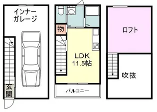 ガレージアパート旭台【1階】の間取り