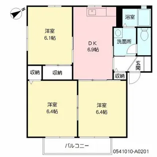 シャーメゾン新宮 A棟【2階】の間取り