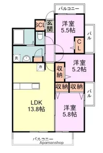 プラトウズ仲原【3階】の間取り