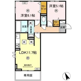 シエル原田【1階】の間取り