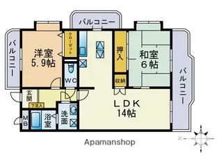 福岡県糟屋郡粕屋町大字阿惠【マンション】の間取り