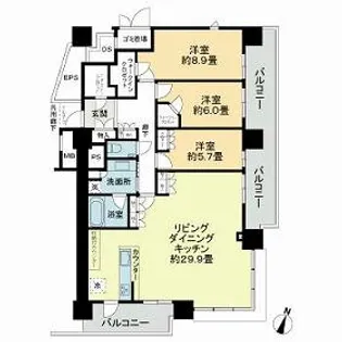 照葉ザ・タワー【22階】の間取り