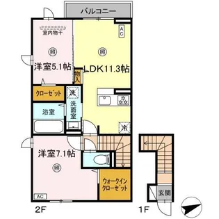 DーROOM赤間駅前II【2階】の間取り