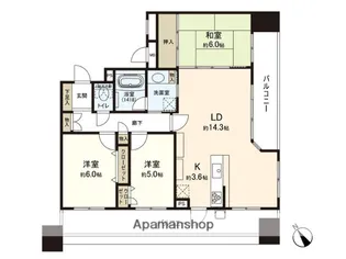 福岡県福岡市東区箱崎1丁目【マンション】の間取り