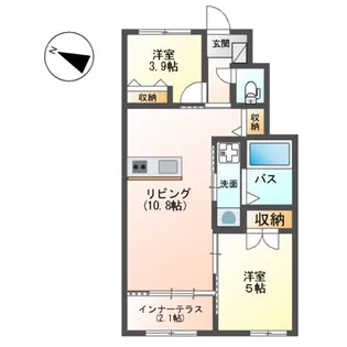宗像市平井1丁目アパート【1階】の間取り
