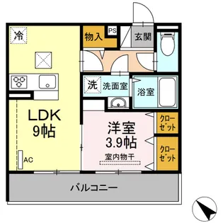ラ・ルート若宮【102号室】の間取り