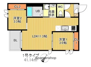 REGALEST 千早 テラス【3階】の間取り