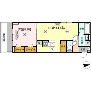 ブラン新宮中央【102号室】の間取り