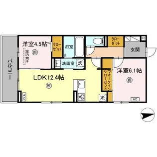 ブラン新宮中央【201号室】の間取り