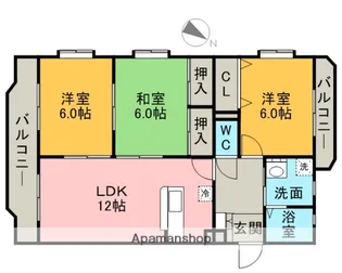 グランデージ空港南【3階】の間取り