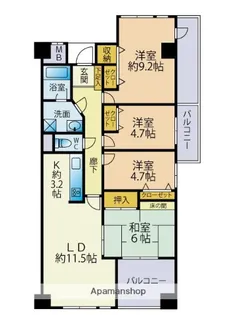 デュオ柏原11号棟【5階】の間取り