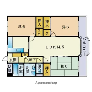 ローヤルマンション野間Ⅱ【4階】の間取り