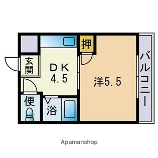 1DKの間取り画像