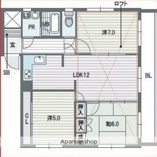 シエスタ平和【3階】の間取り