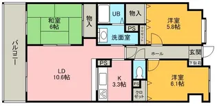 パロス美野島【0602号室】の間取り