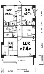 エステートマンション長丘【3階】の間取り