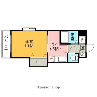 クロスステージ博多駅前【6階】の間取り