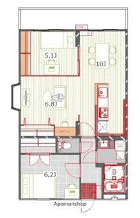 ヴィバーチェ大橋南【4階】の間取り