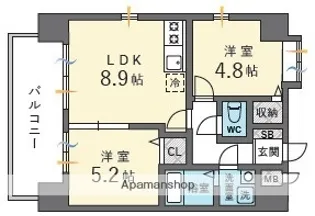 ウイングコートF館【8階】の間取り